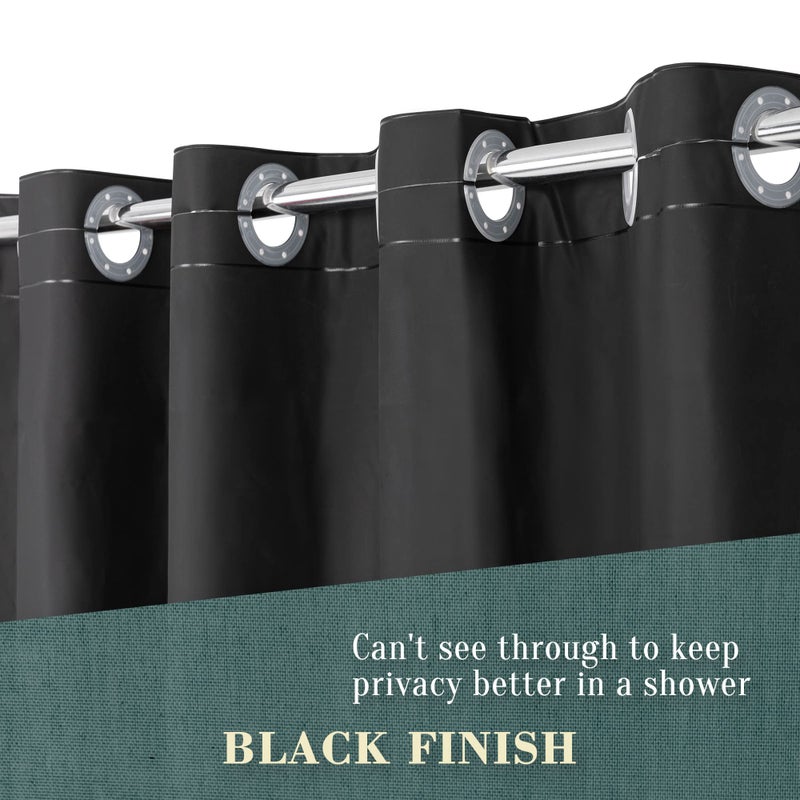 ABLUEN No Hook PEVA Shower Curtain or Liner - 8G Heavy Duty Black Bathroom Shower Curtain No Hooks Required  Waterproof Plastic & PVC Free  Standard Size 71 x 74  Black - Image 4